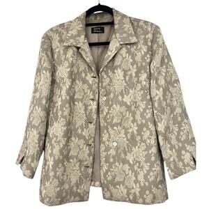 DT Collection | M | beige floral brocade blazer jacket satin romantic floral